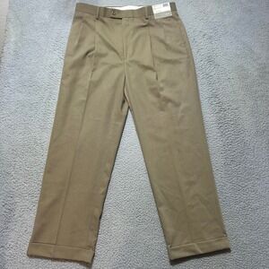 Louis Raphael Tailored Pleated Gabardine Dress Pants Khaki Tan‎ Mens 36x29